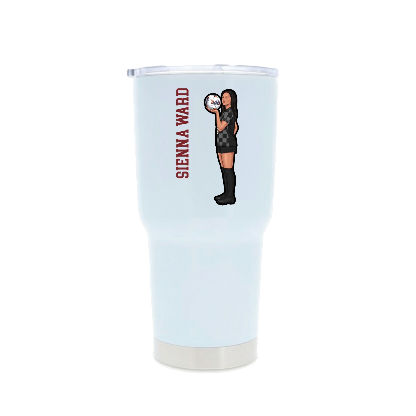 30oz Stainless Steel Tumbler — Name Vertical in White