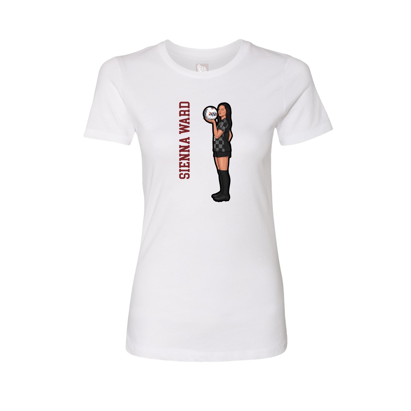 Womens Tee — Name Vertical in White