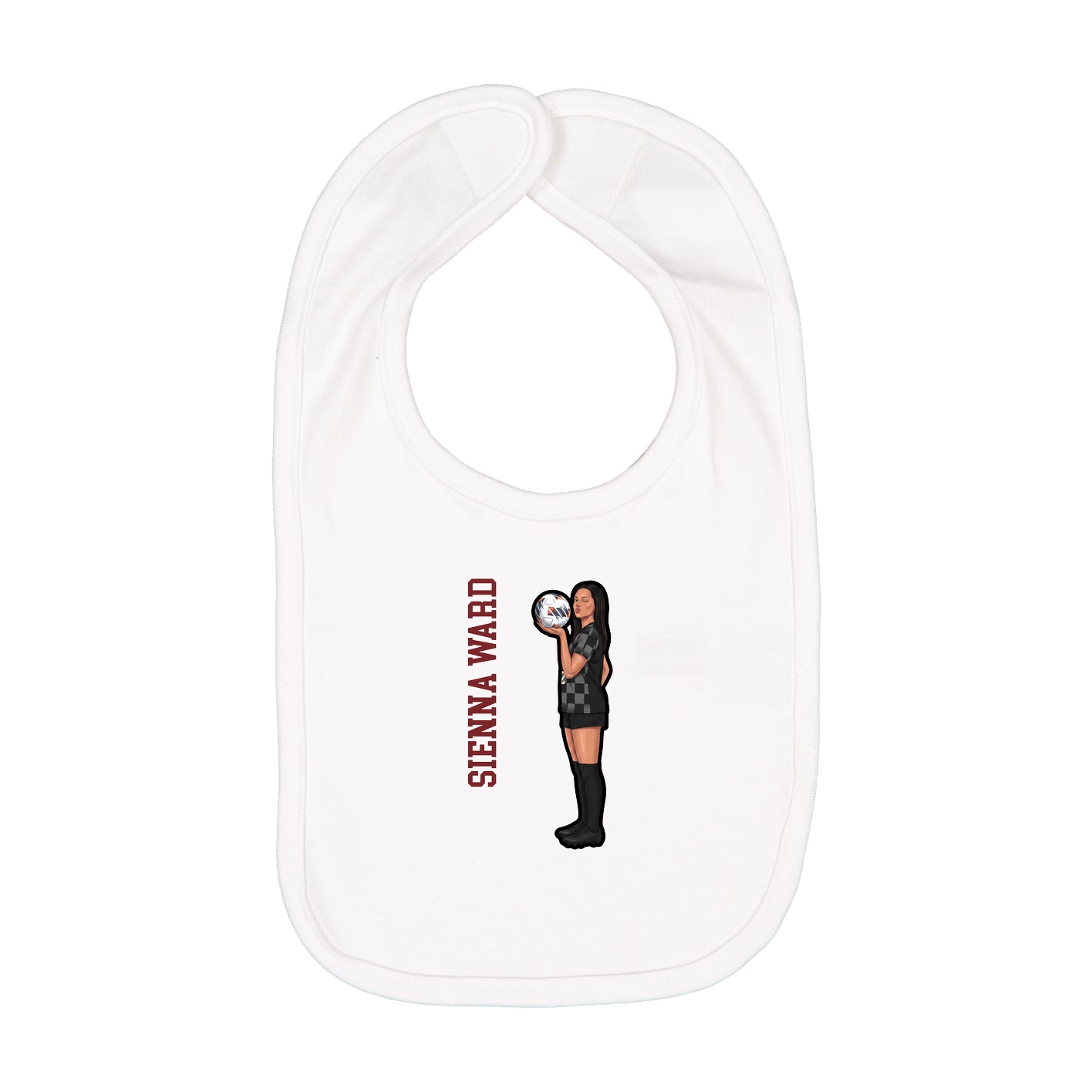 Infant Bib — Name Vertical in White