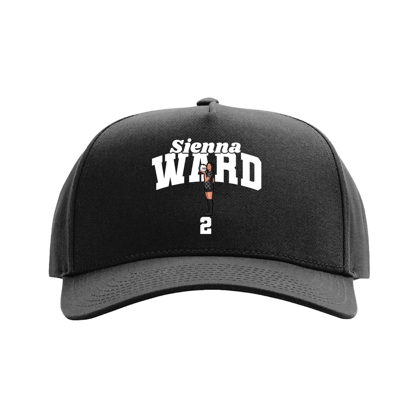 Full Fabric Five-Panel Champ Cap — Signature Arch in Black
