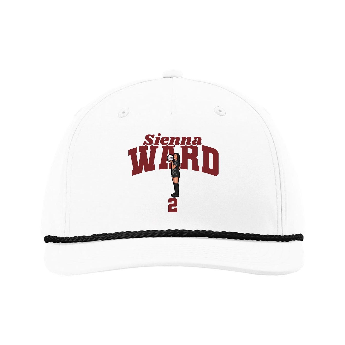 Five-Panel Classic Rope Cap — Signature Arch in White