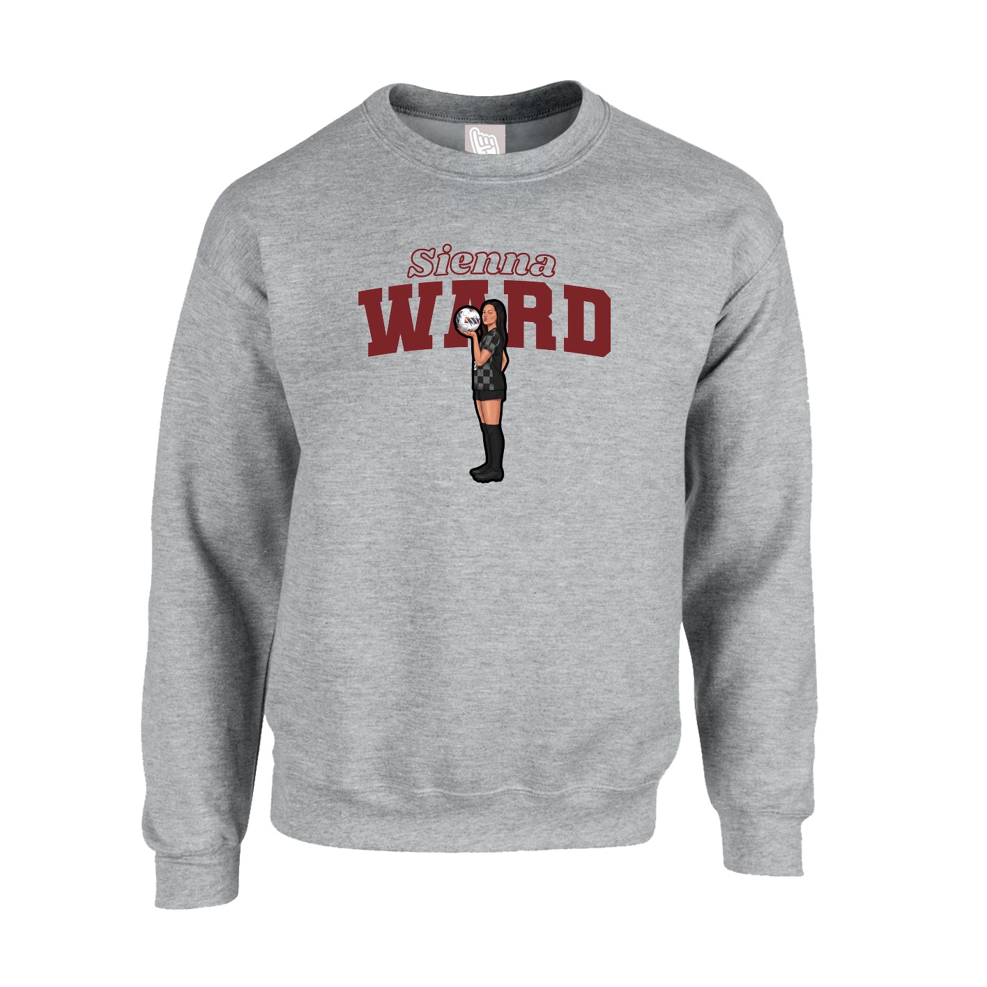 Fleece Crew — Name Arch in Grey