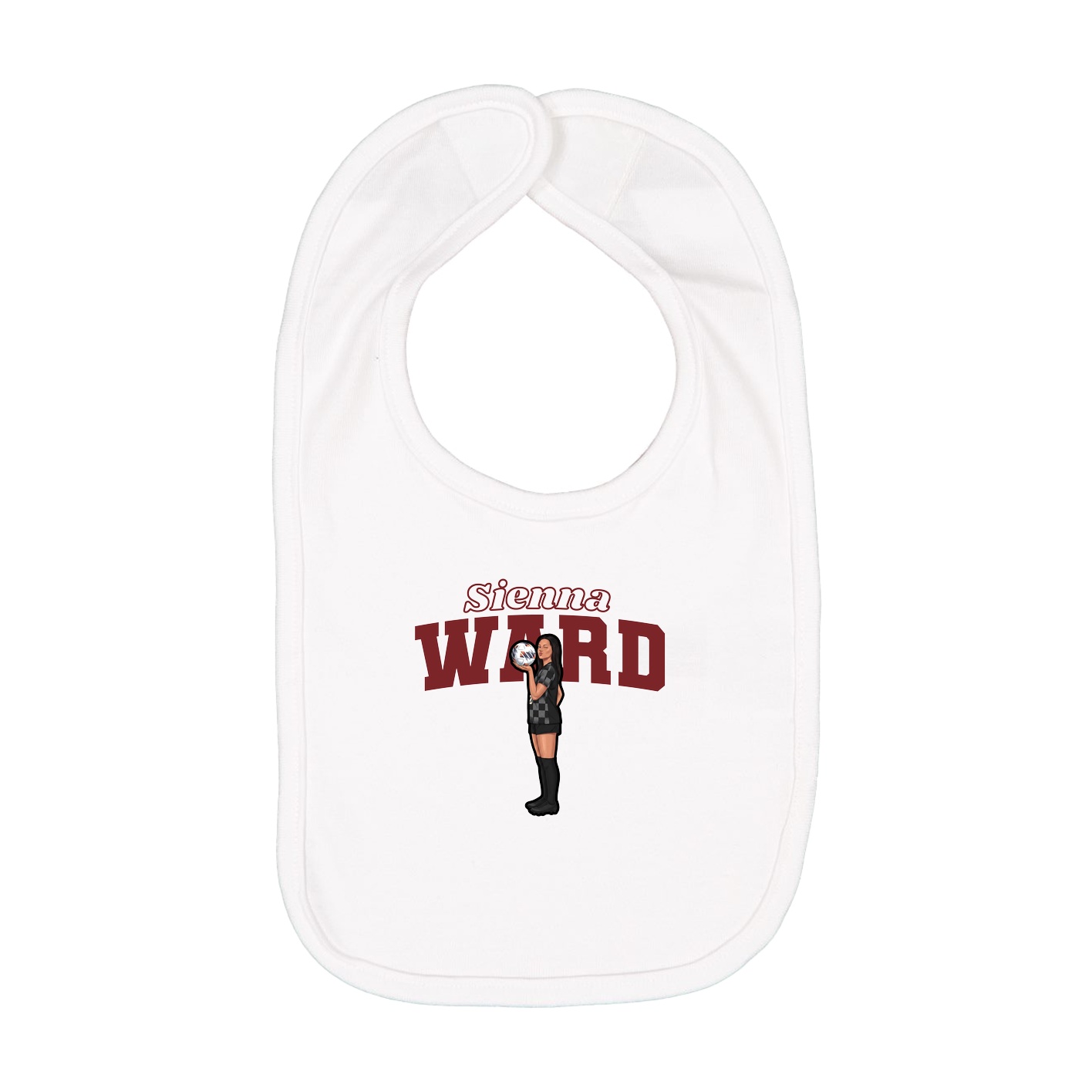 Infant Bib — Name Arch in White