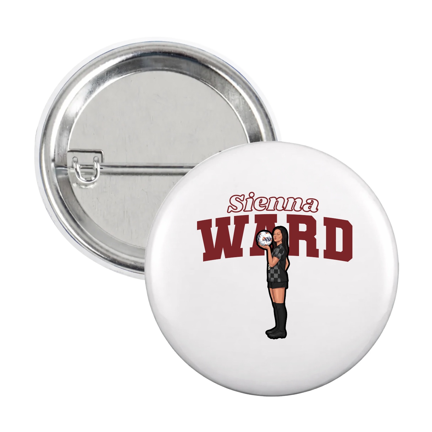 Game Day Button — Name Arch in White