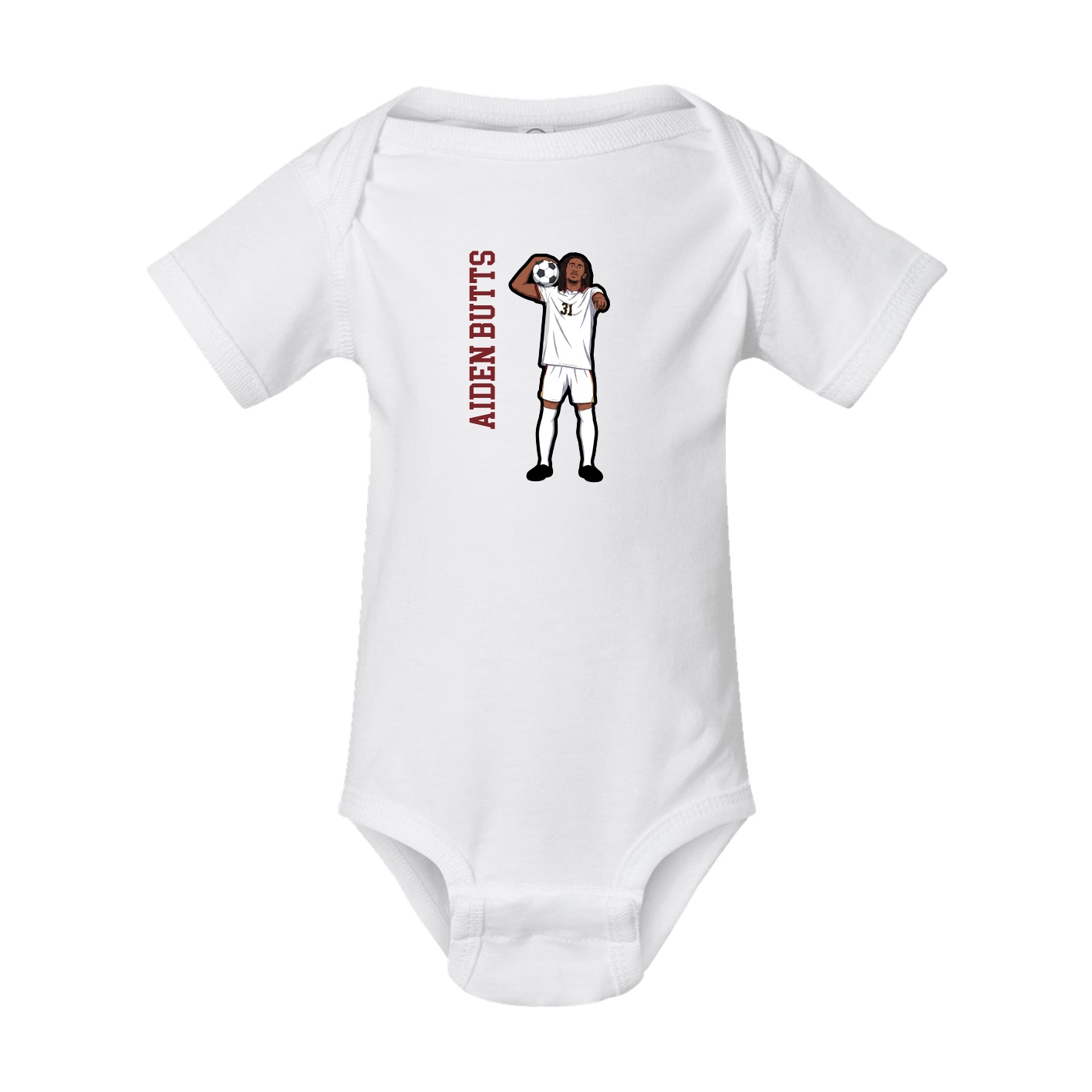 Baby Onesie — Name Vertical in White