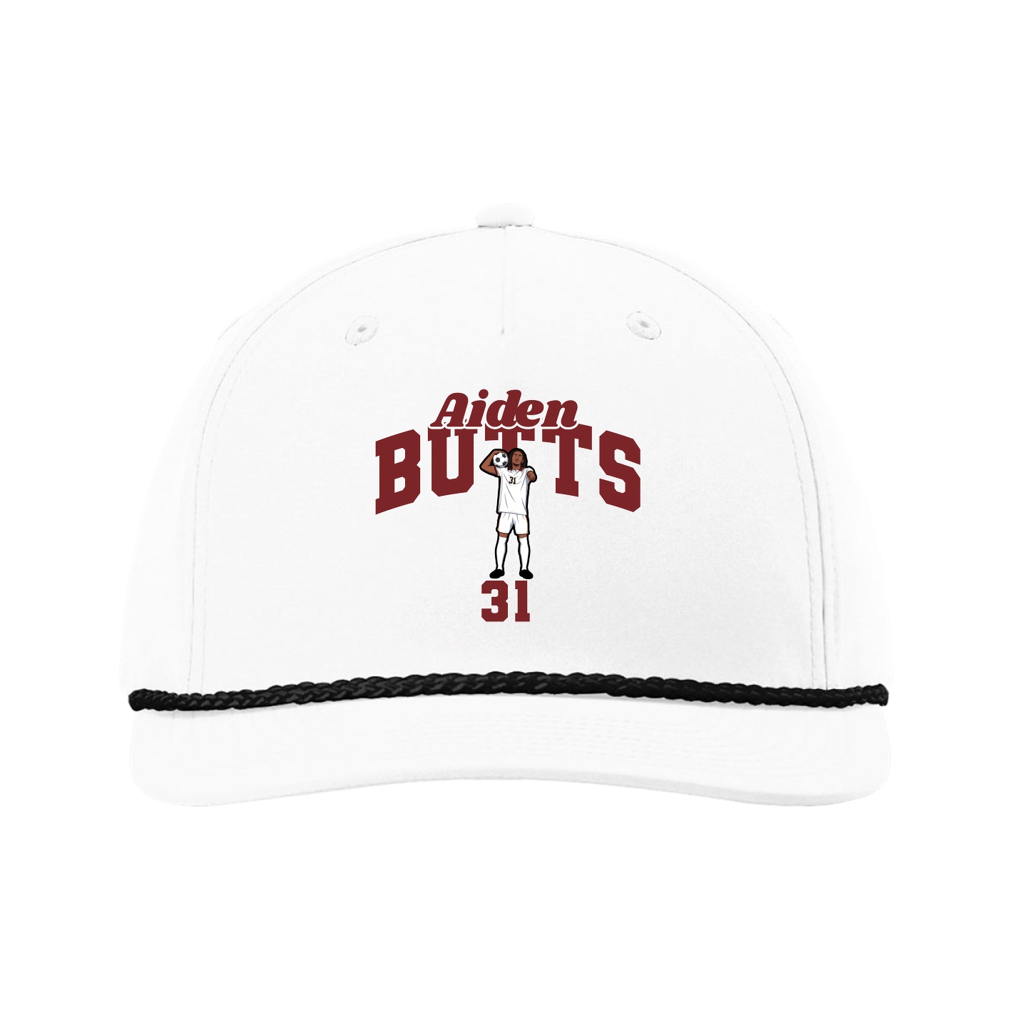 Five-Panel Classic Rope Cap — Signature Arch in White