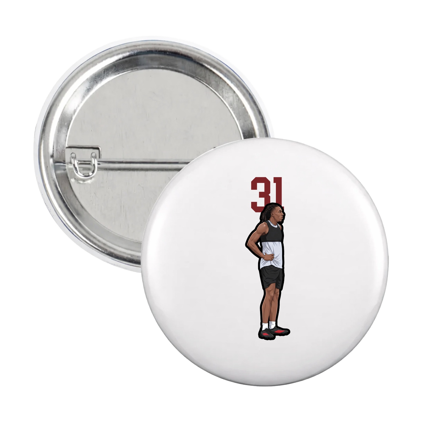 Game Day Button — Number Top in White