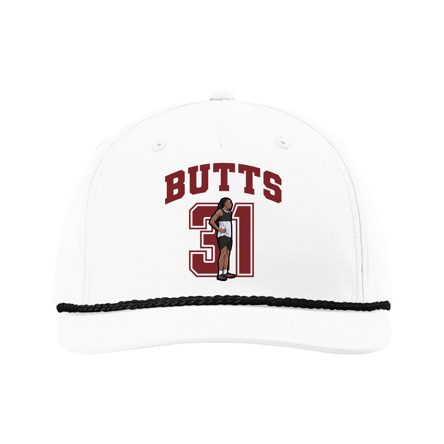 Five-Panel Classic Rope Cap — Number in White