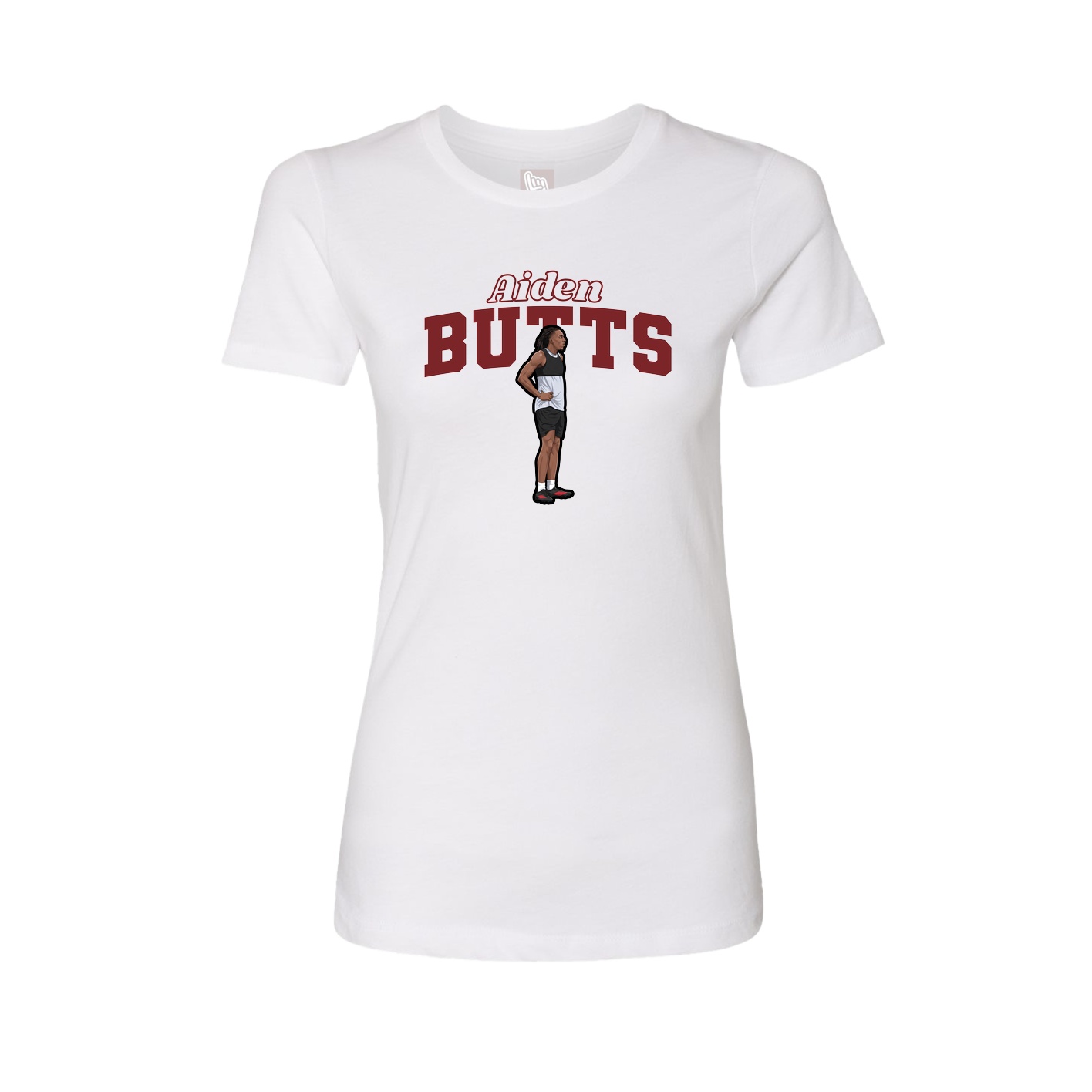 Fitted Women's Tee — Name Arch in White