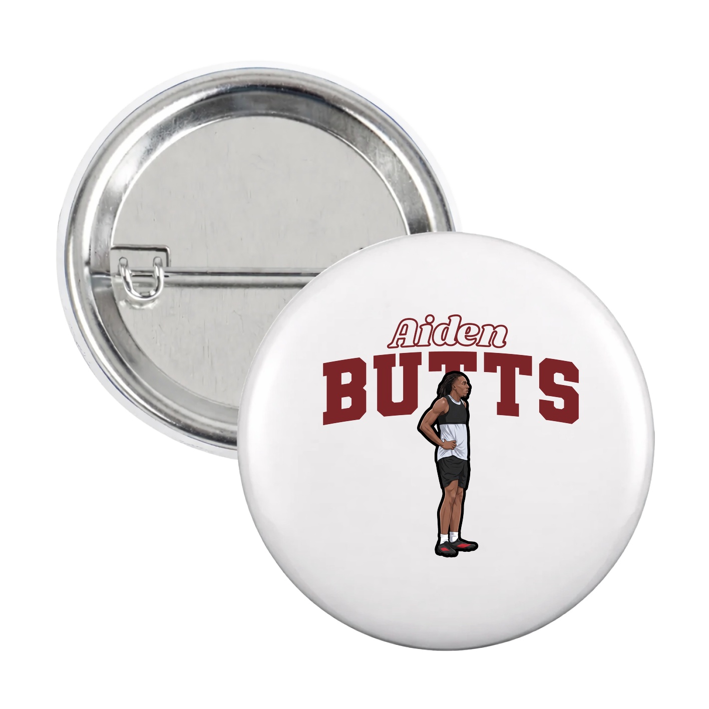 Game Day Button — Name Arch in White