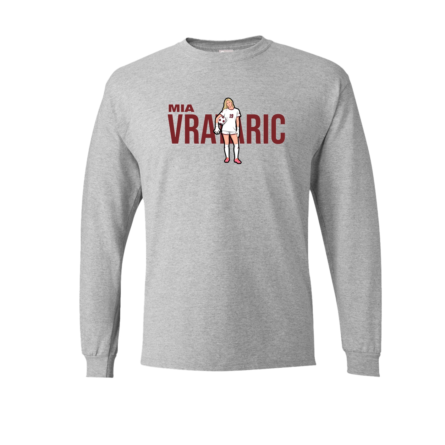Long Sleeve Tee — Player Name in Grey