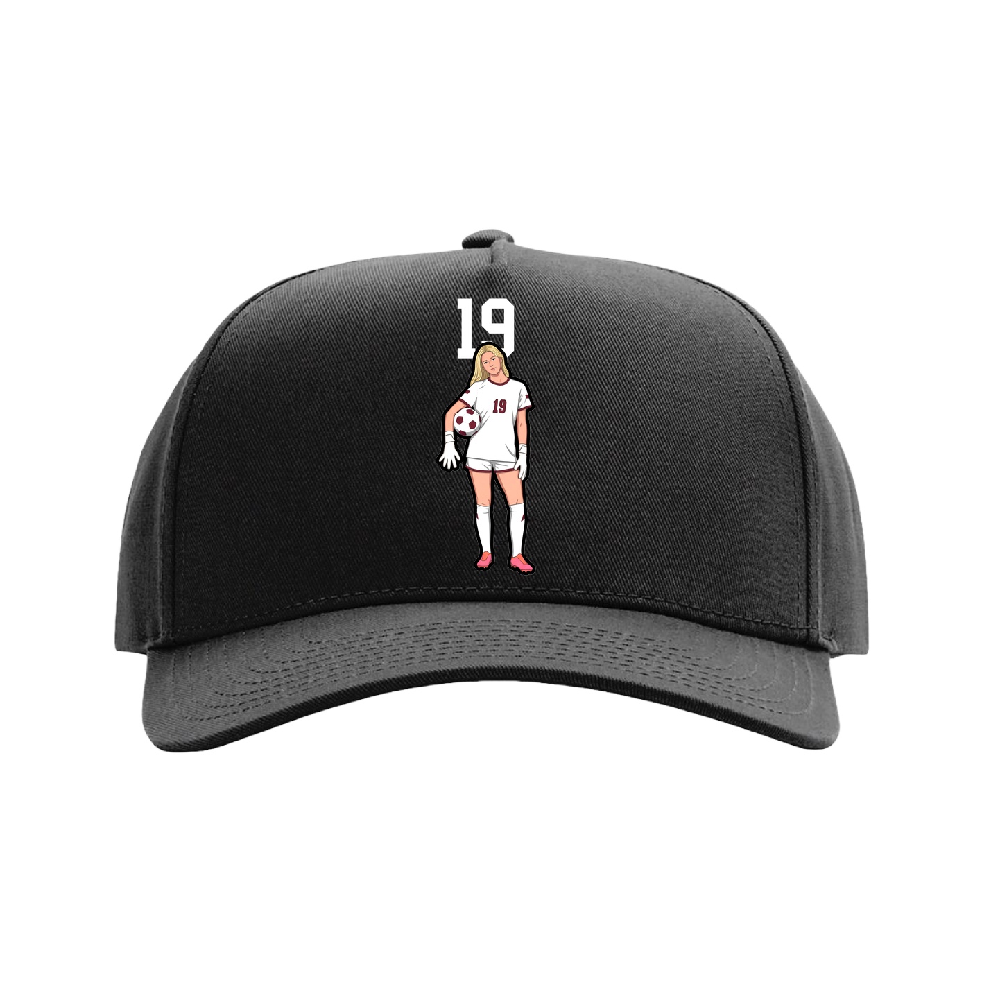 Full Fabric Five-Panel Champ Cap — Number Top in Black