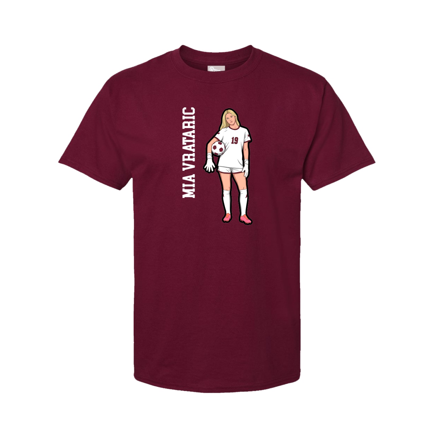 Youth Tee — Name Vertical in Cardinal