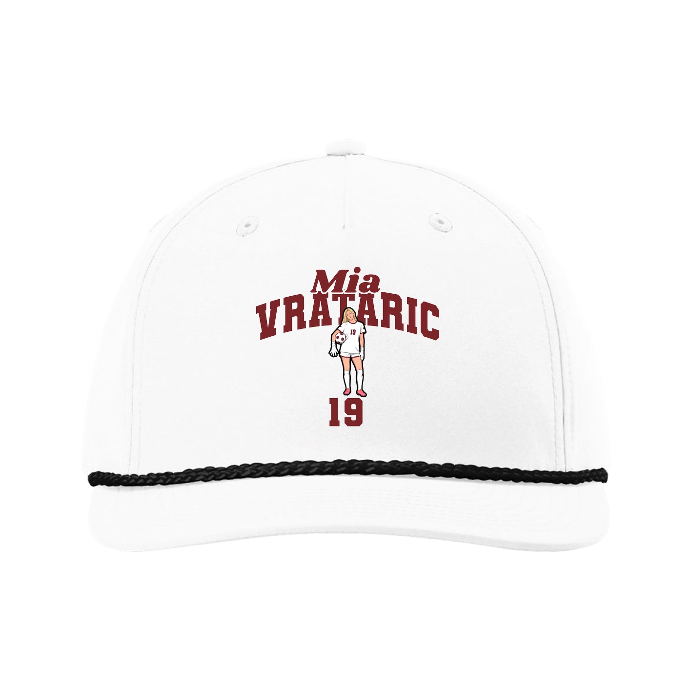 Five-Panel Classic Rope Cap — Signature Arch in White