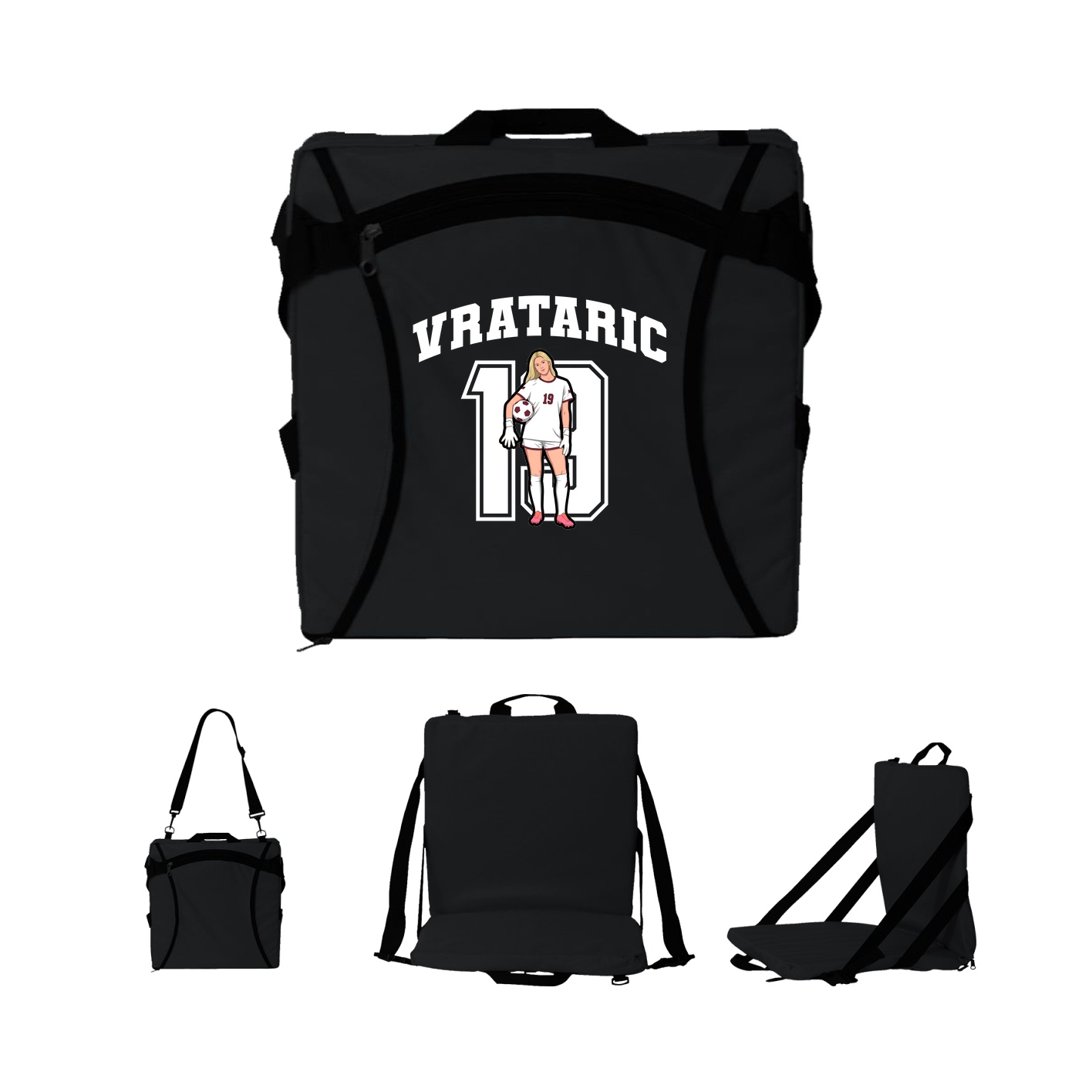 Folding Stadium Seat — Number in Black