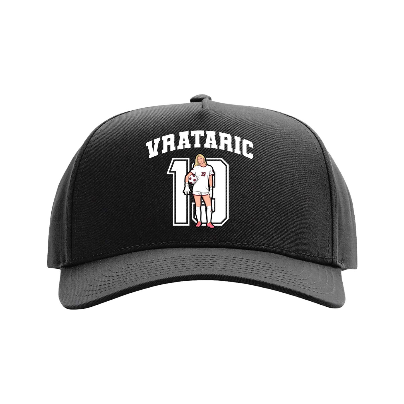 Full Fabric Five-Panel Champ Cap — Number in Black