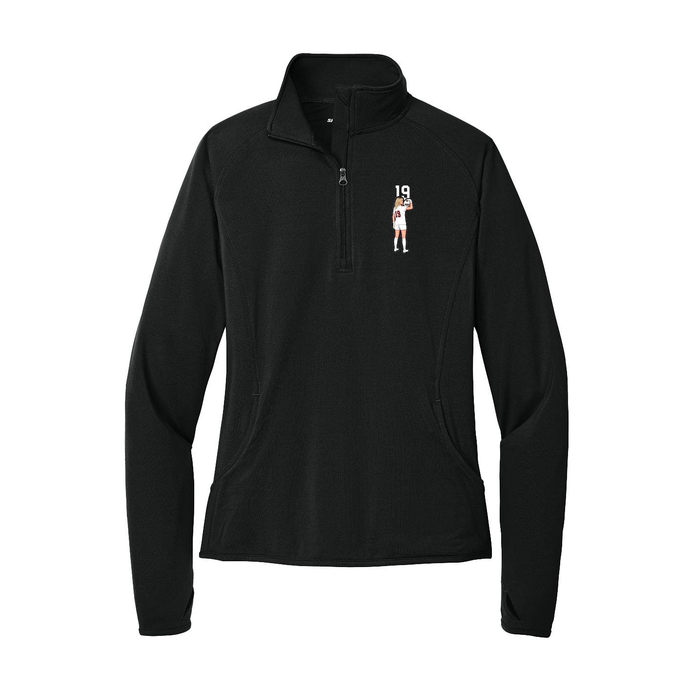 Women's Q-Zip Pullover — Number Top in Black