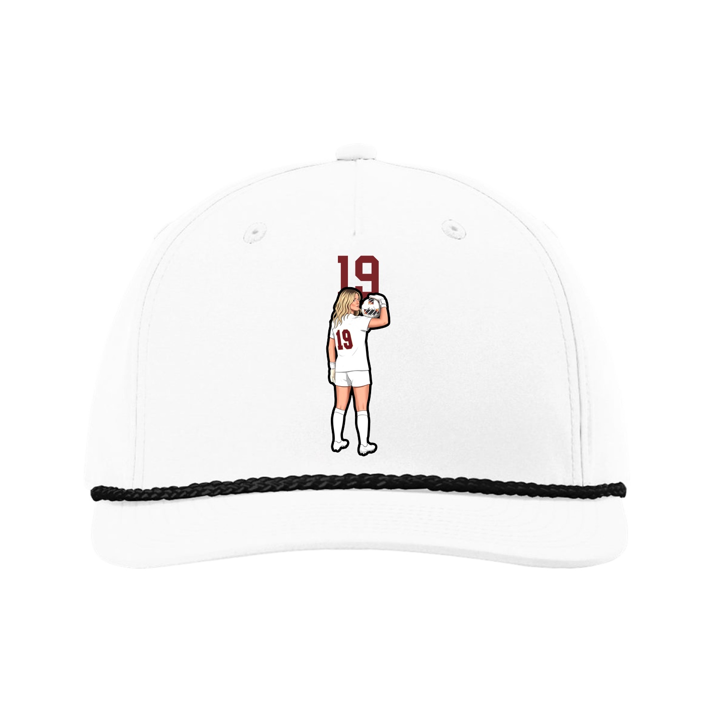 Five-Panel Classic Rope Cap — Number Top in White