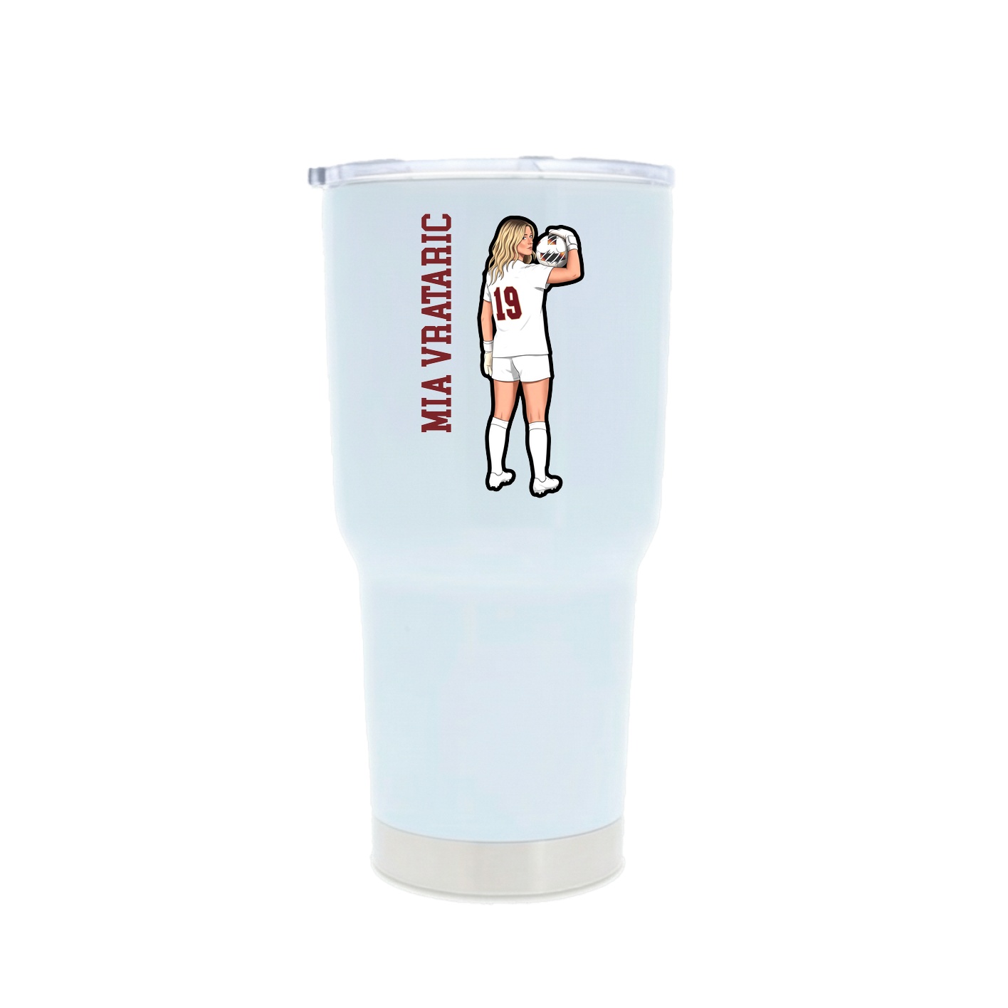 30oz Stainless Steel Tumbler — Name Vertical in White