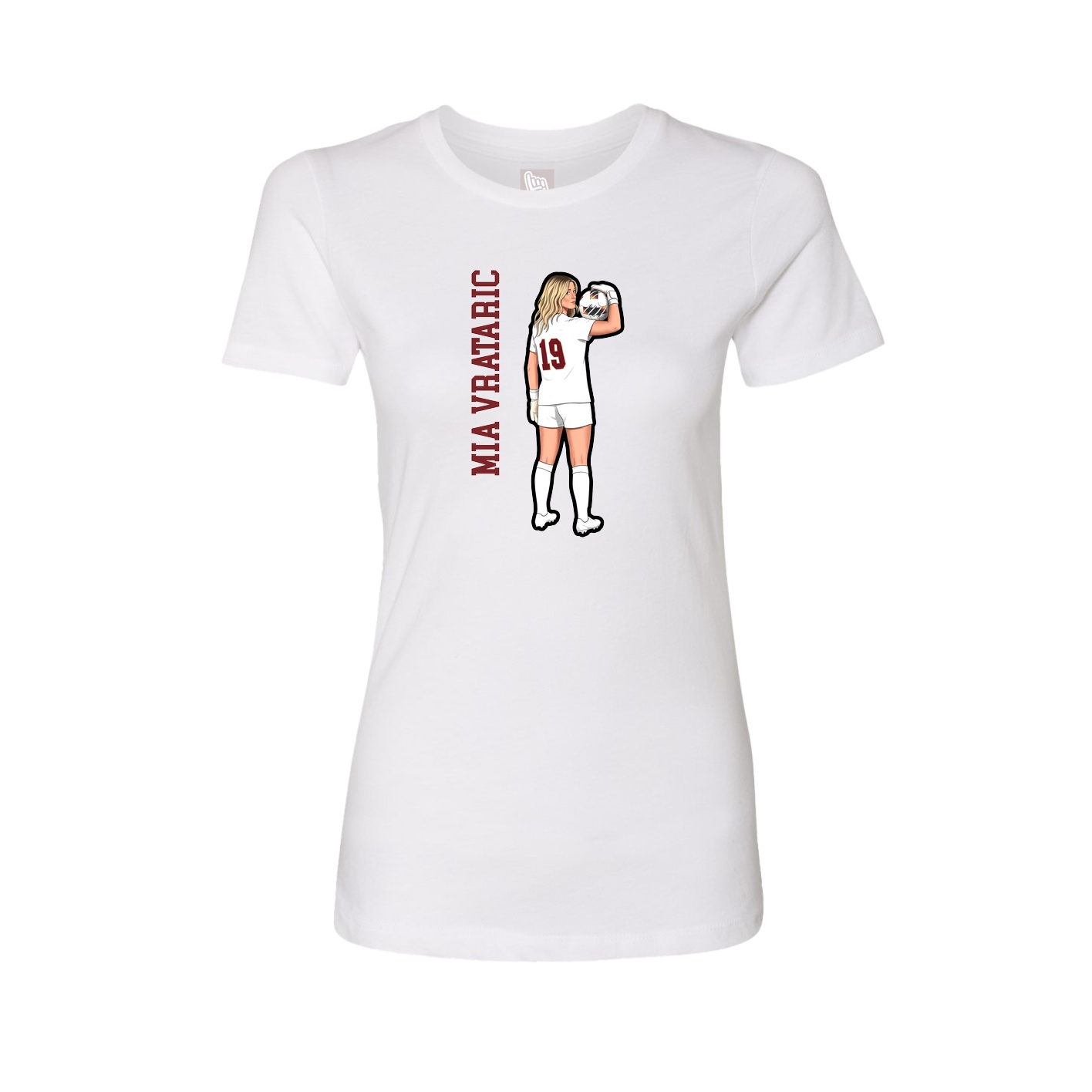 Womens Tee — Name Vertical in White