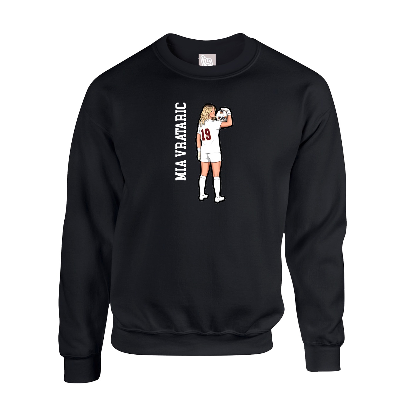 Fleece Crew — Name Vertical in Black