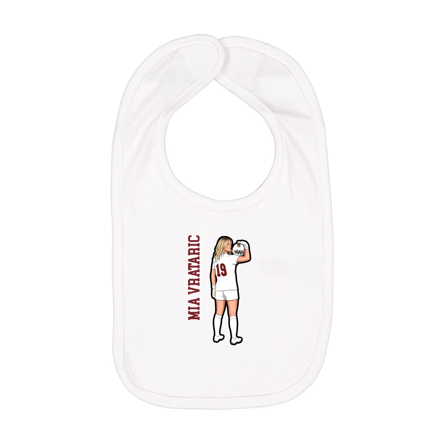 Infant Bib — Name Vertical in White