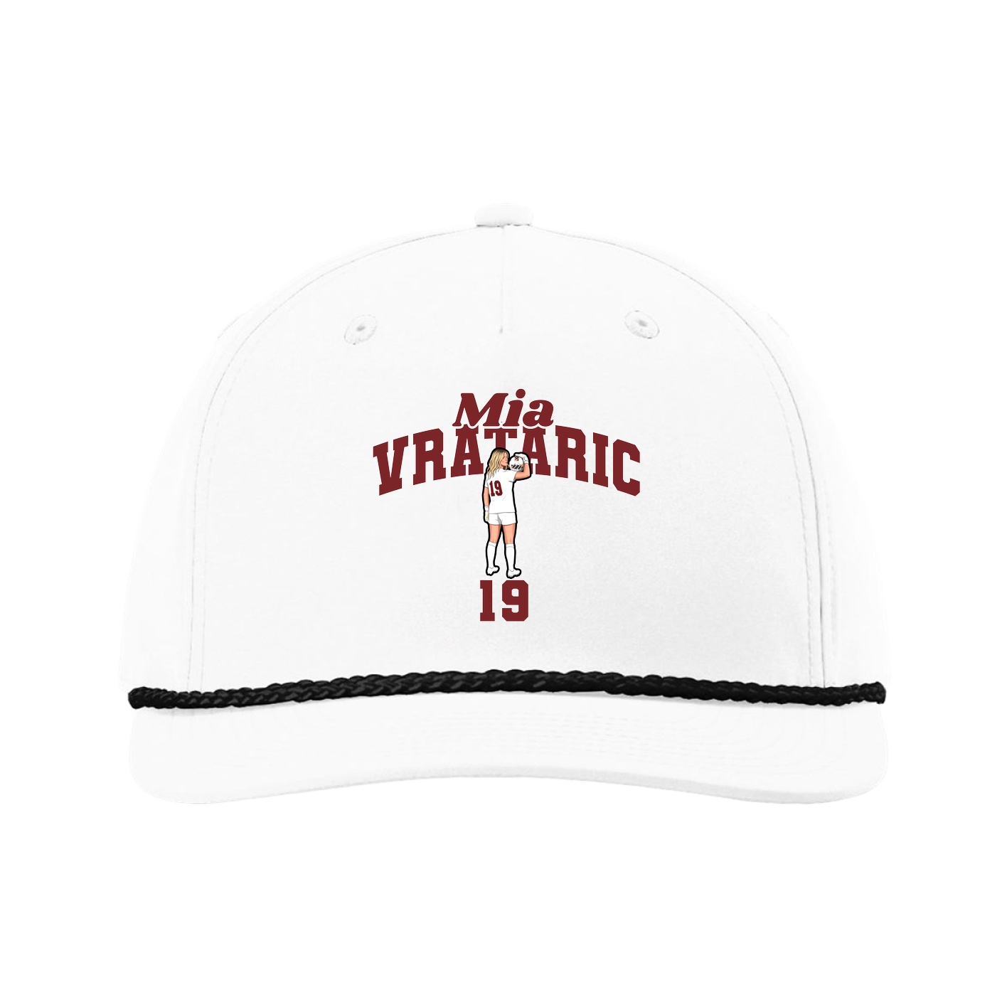 Five-Panel Classic Rope Cap — Signature Arch in White