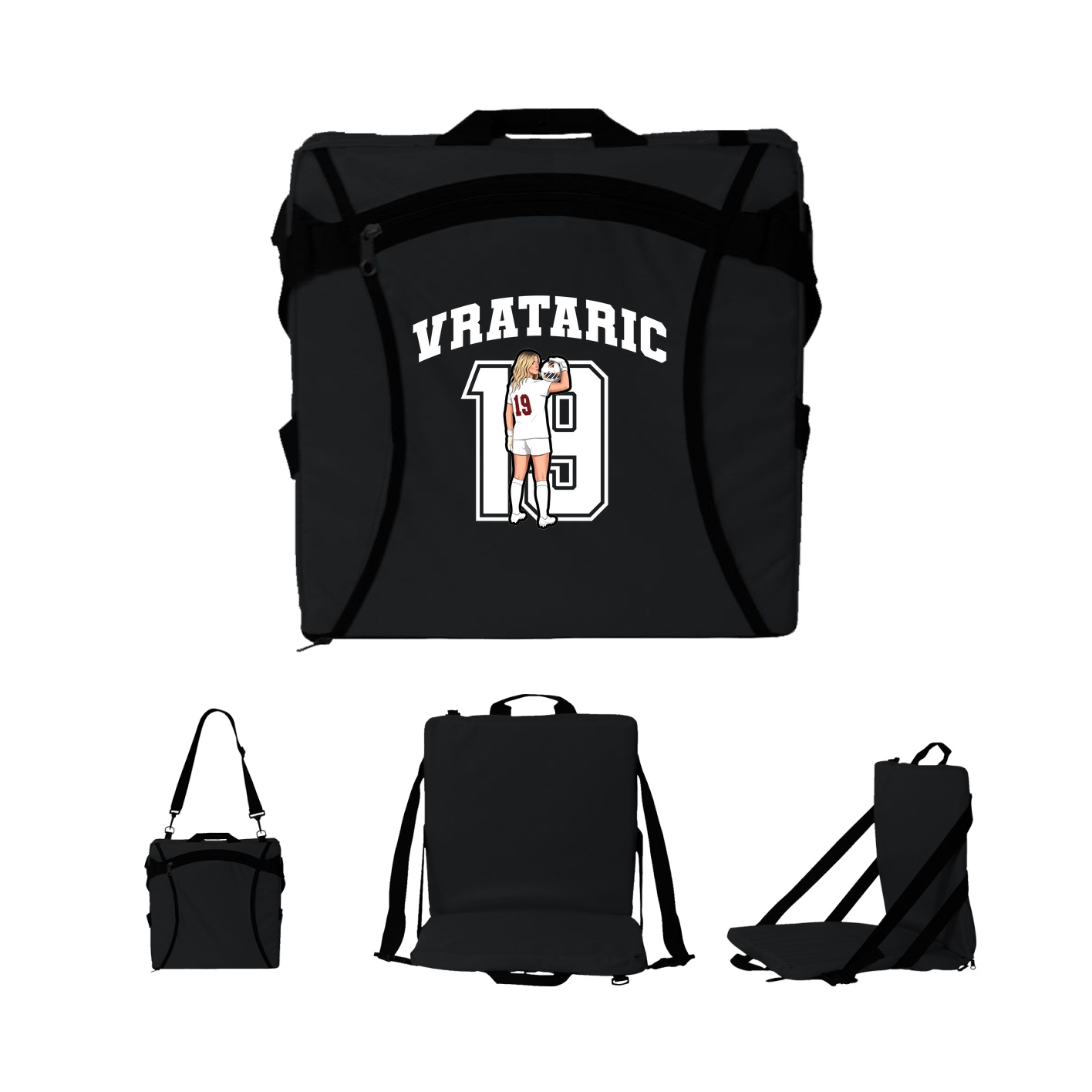 Folding Stadium Seat — Number in Black