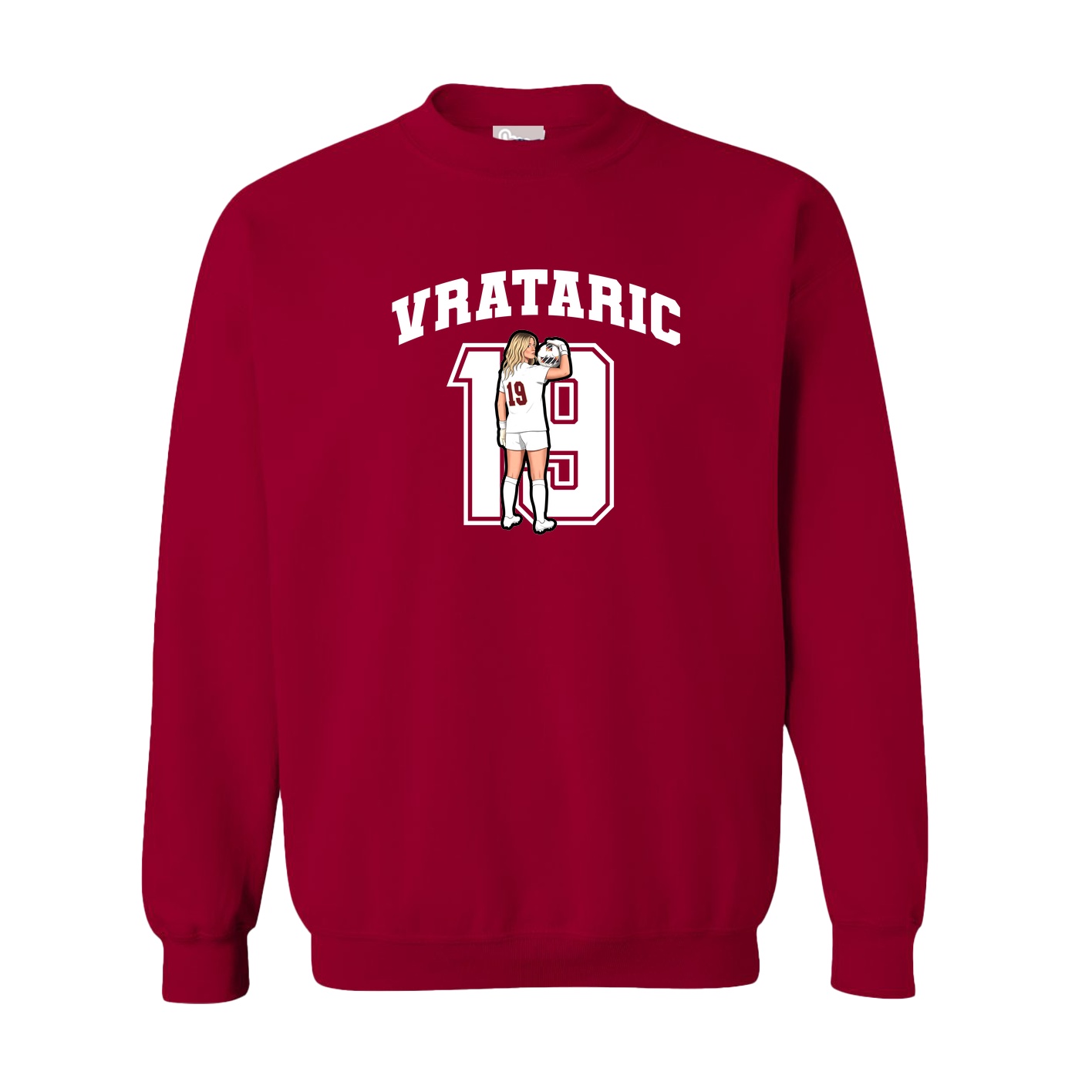 Fleece Crew — Number in Cardinal