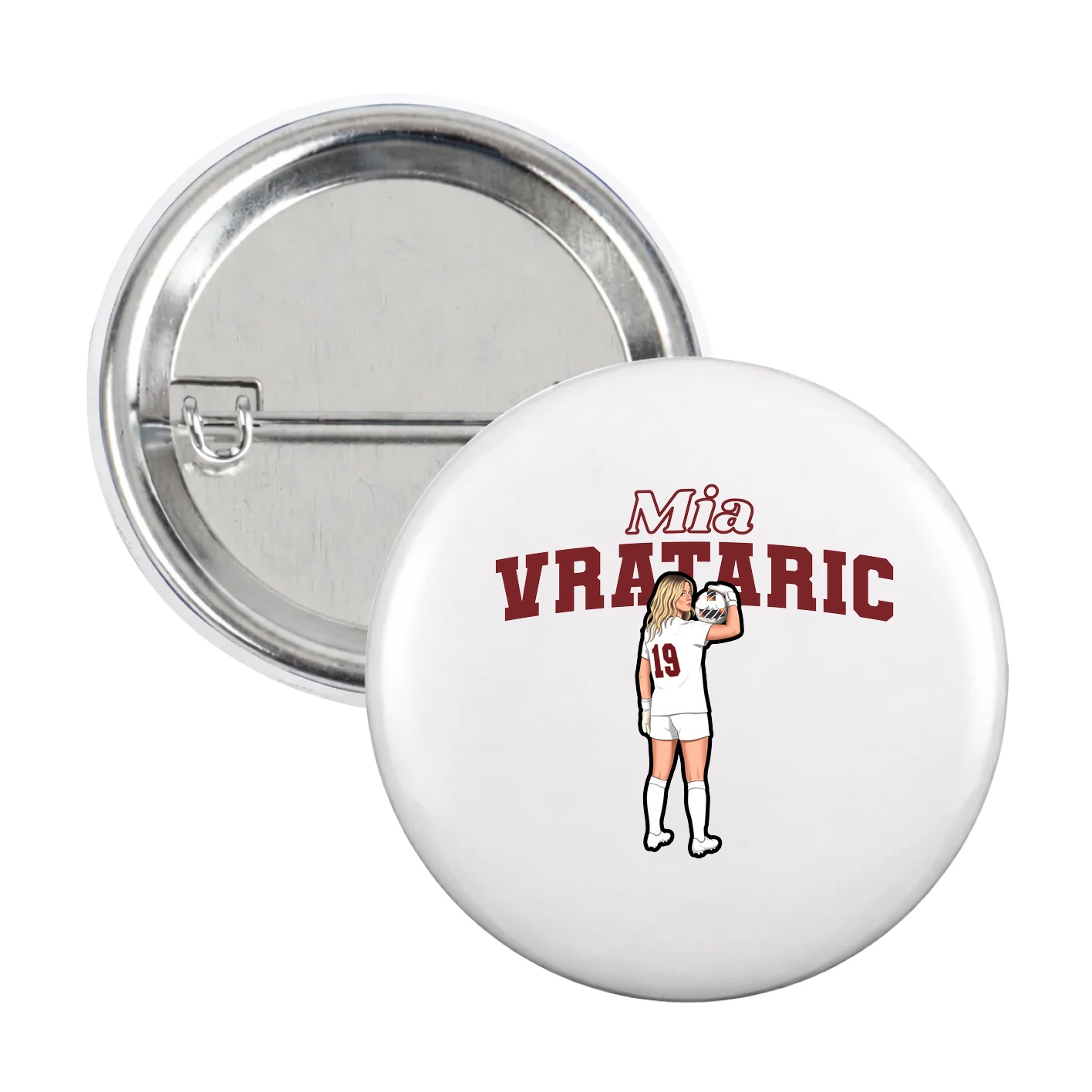 Game Day Button — Name Arch in White