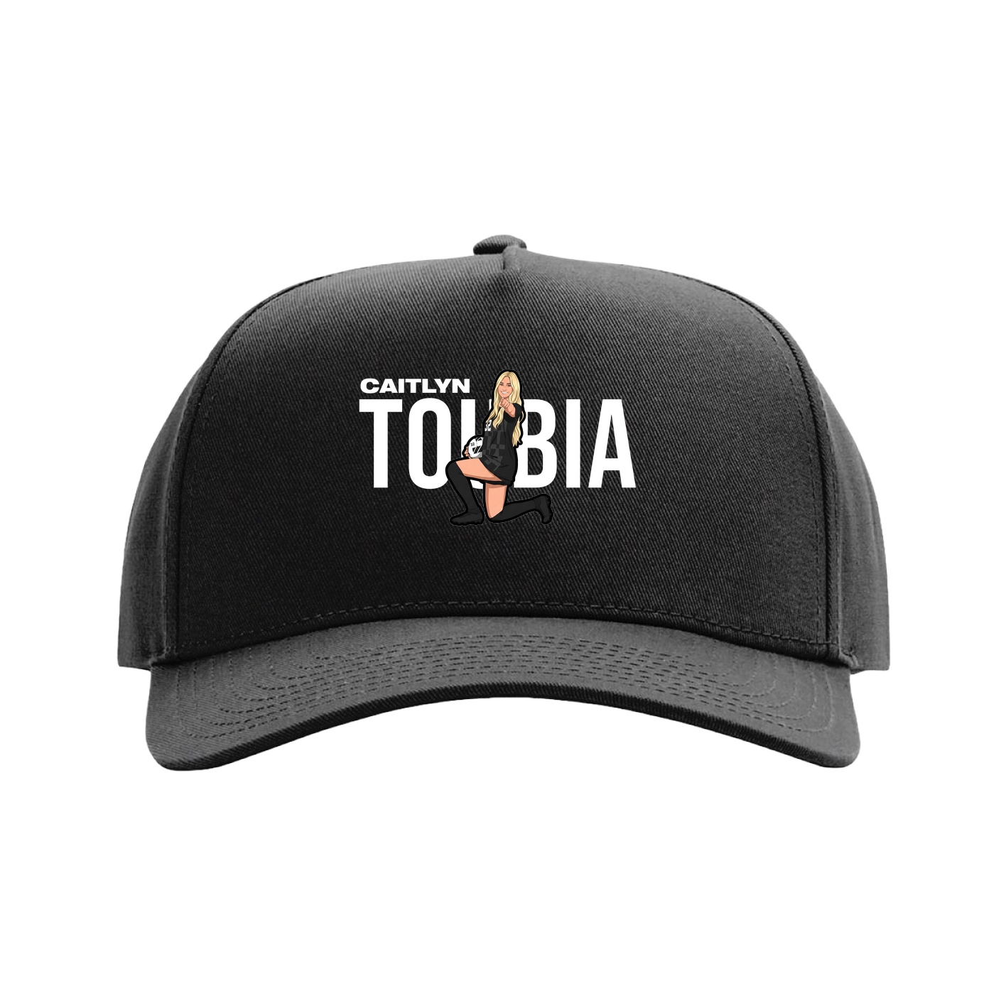 Full Fabric Five-Panel Champ Cap — Player Name in Black