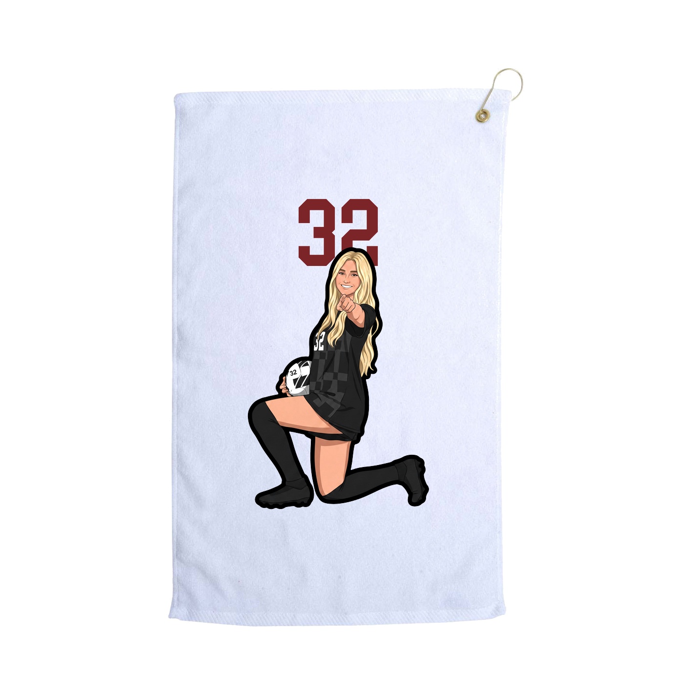 Golf Towel — Number Top in White