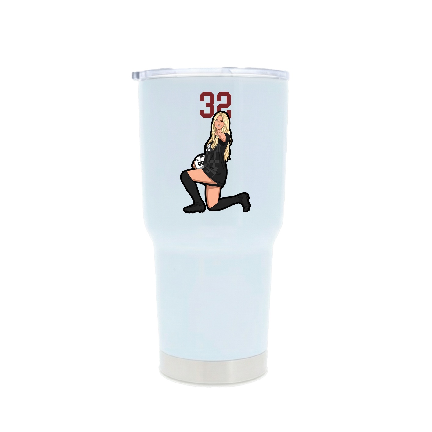 30oz Stainless Steel Tumbler — Number Top in White