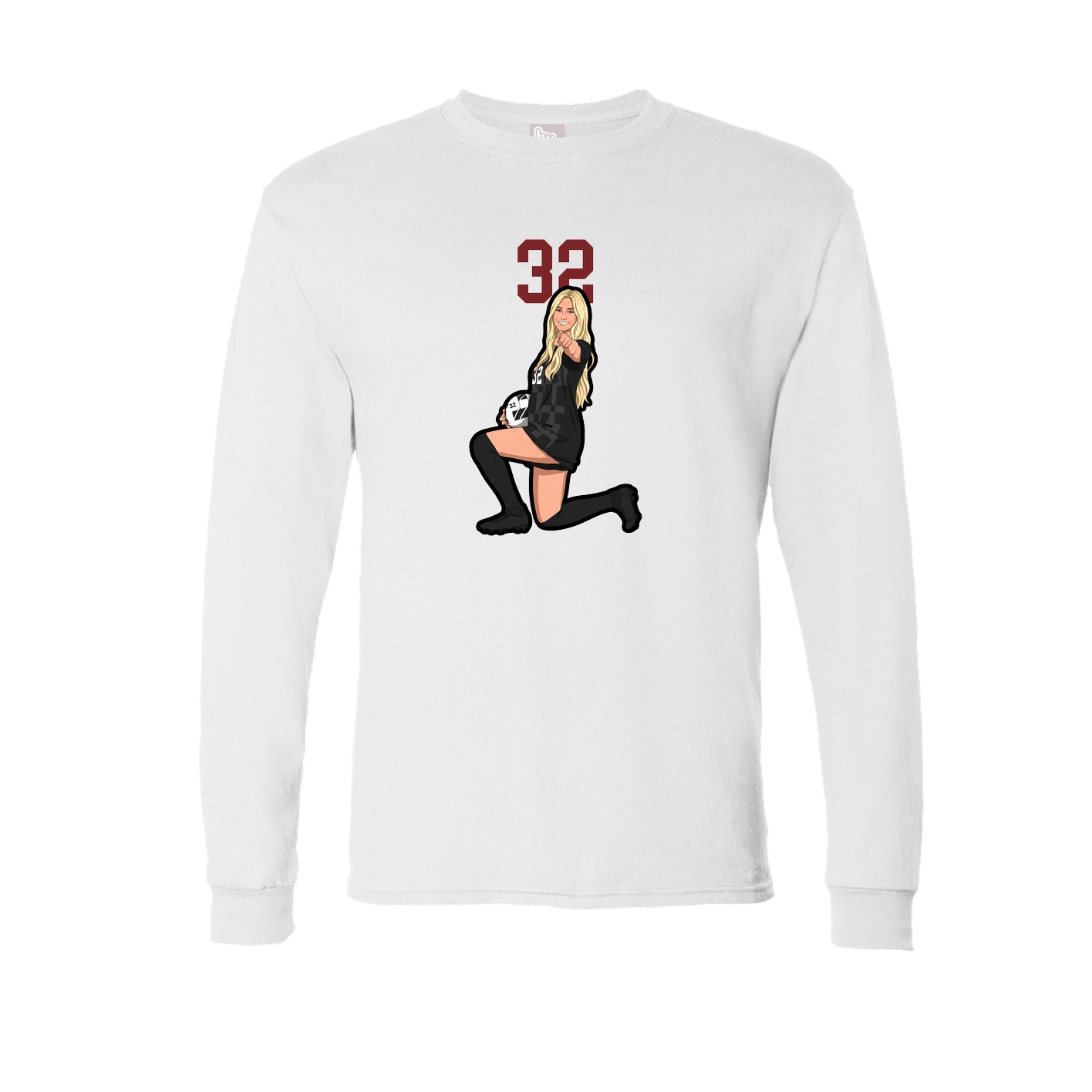 Long Sleeve Tee — Number Top in White