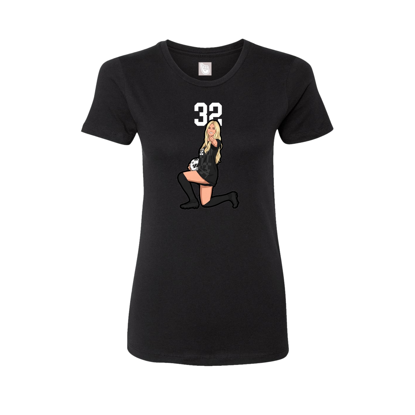 Fitted Women's Tee — Number Top in Black