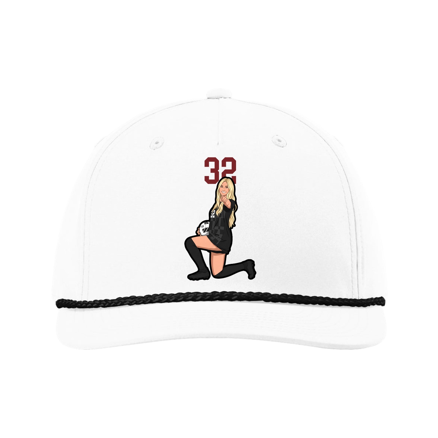 Five-Panel Classic Rope Cap — Number Top in White