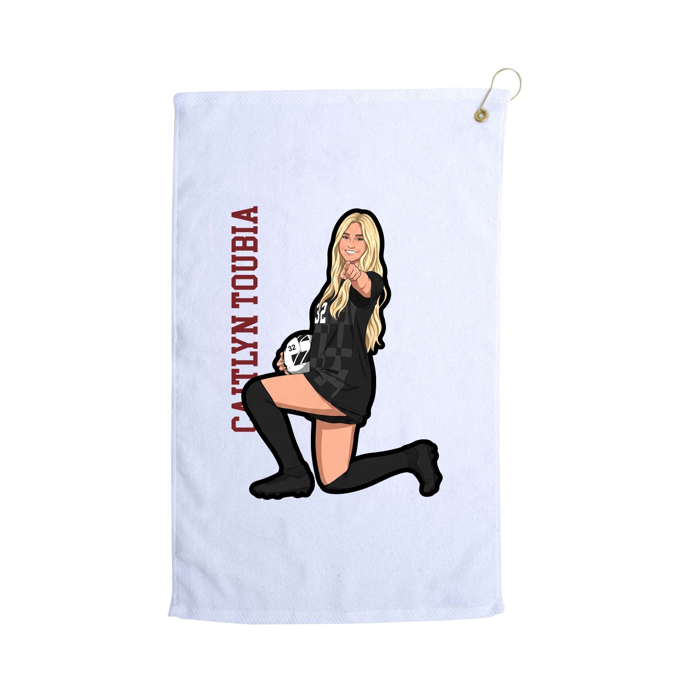 Golf Towel — Name Vertical in White