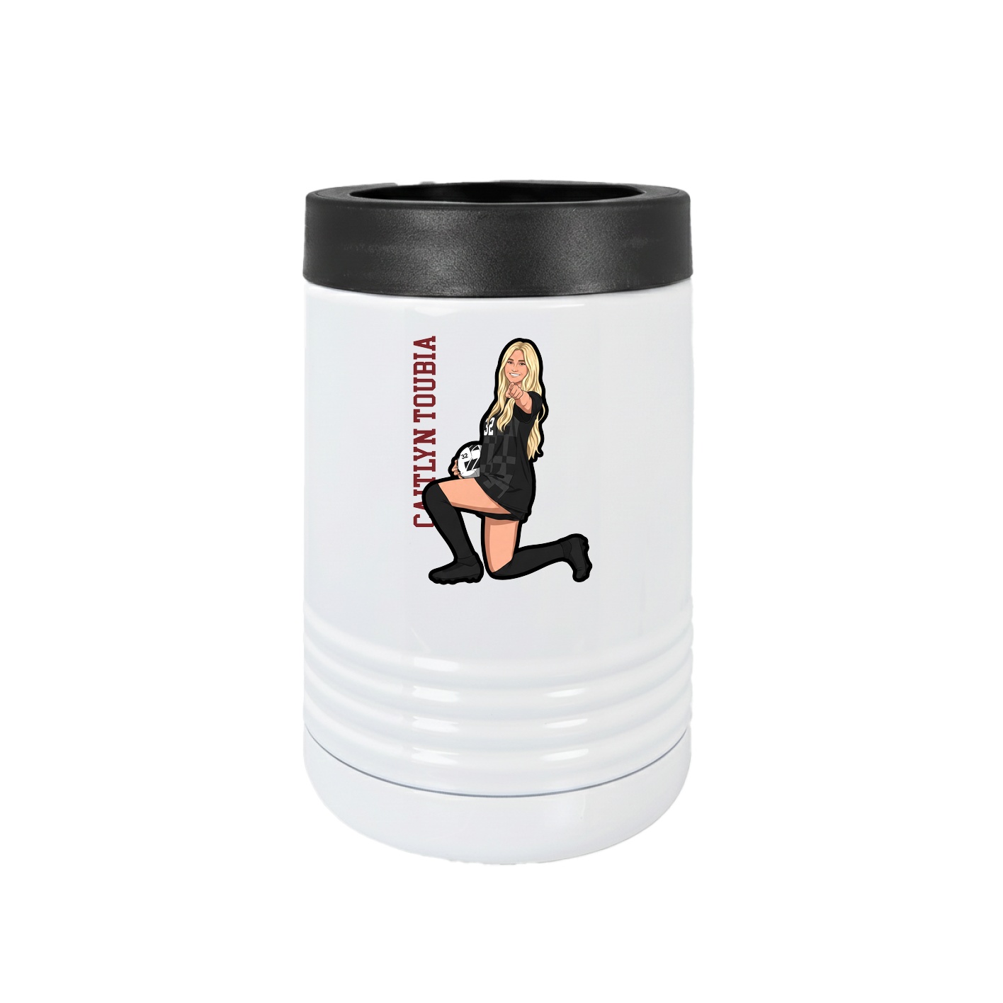 Beverage Holder — Name Vertical in White