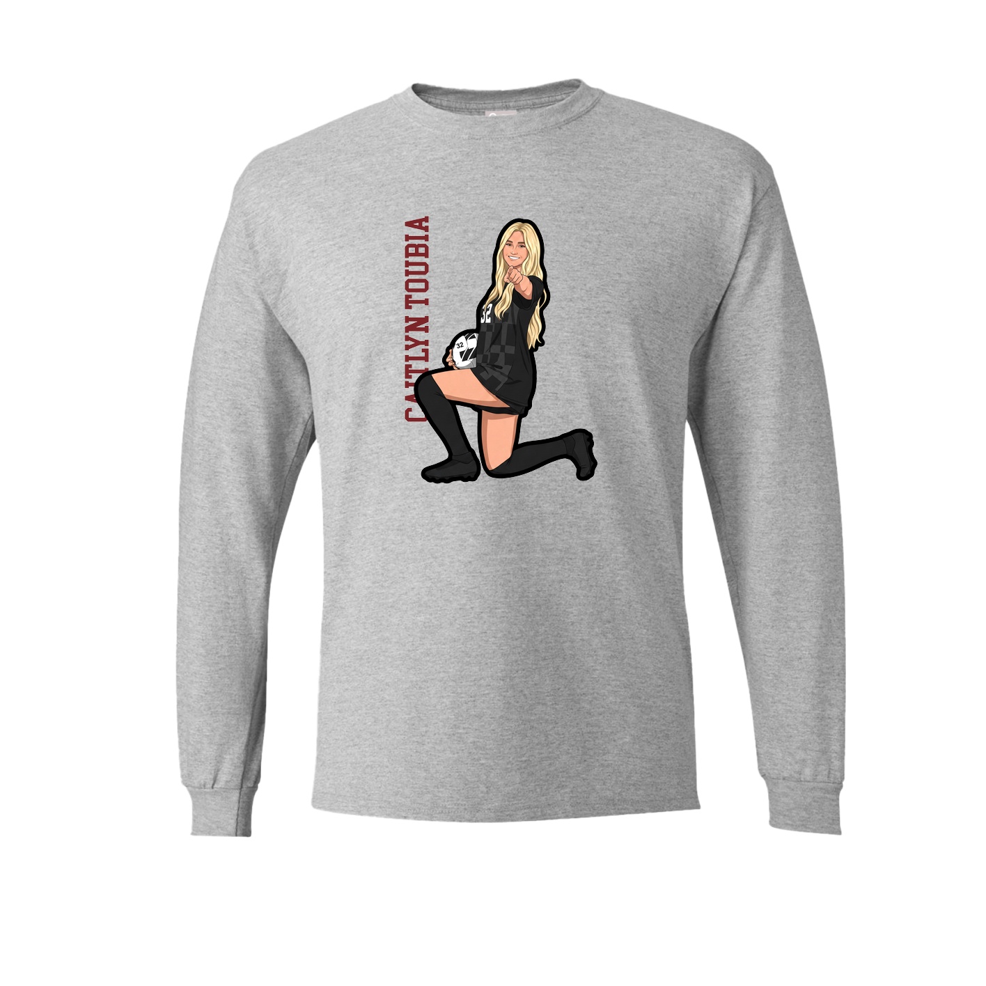 Long Sleeve Tee — Name Vertical in Grey