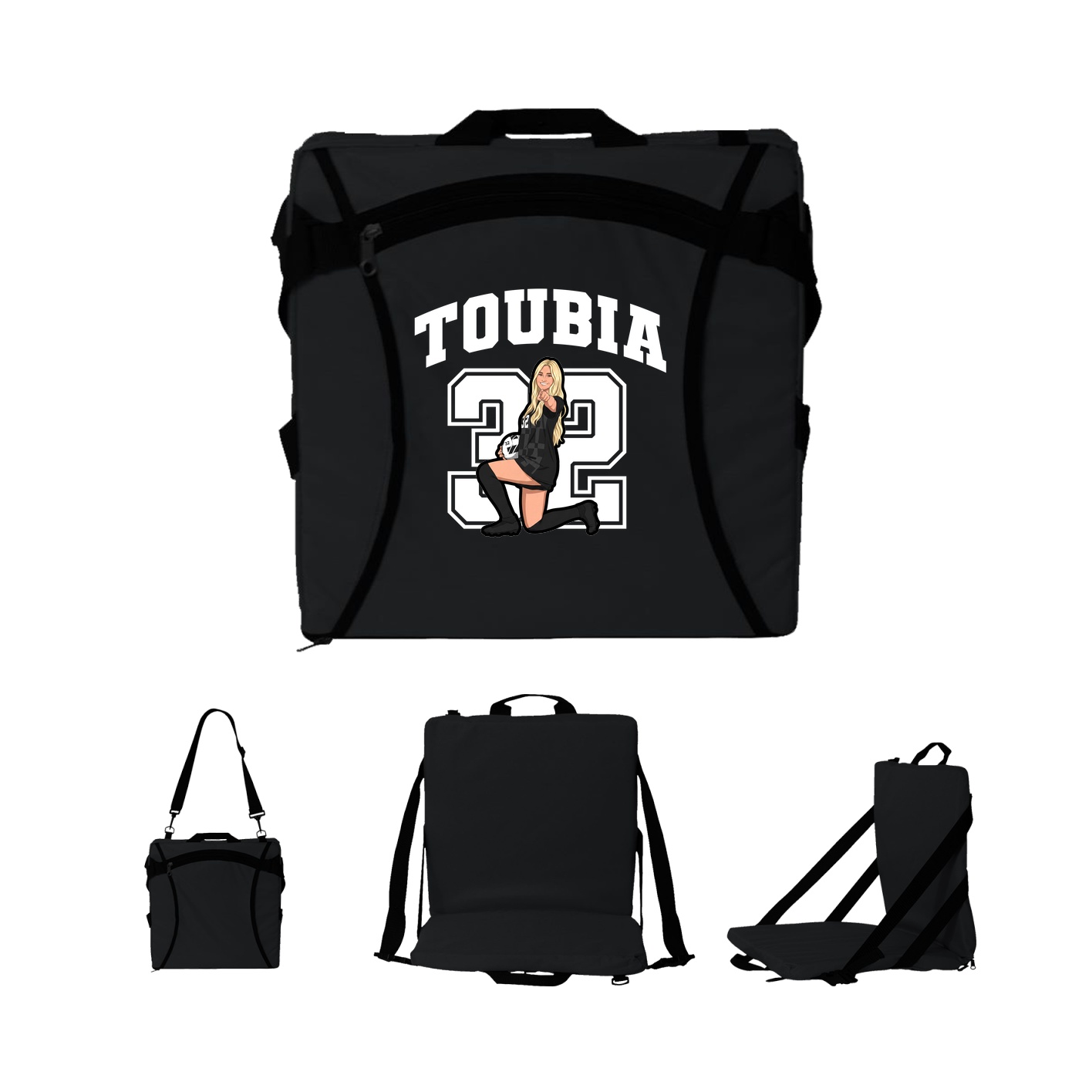 Folding Stadium Seat — Number in Black