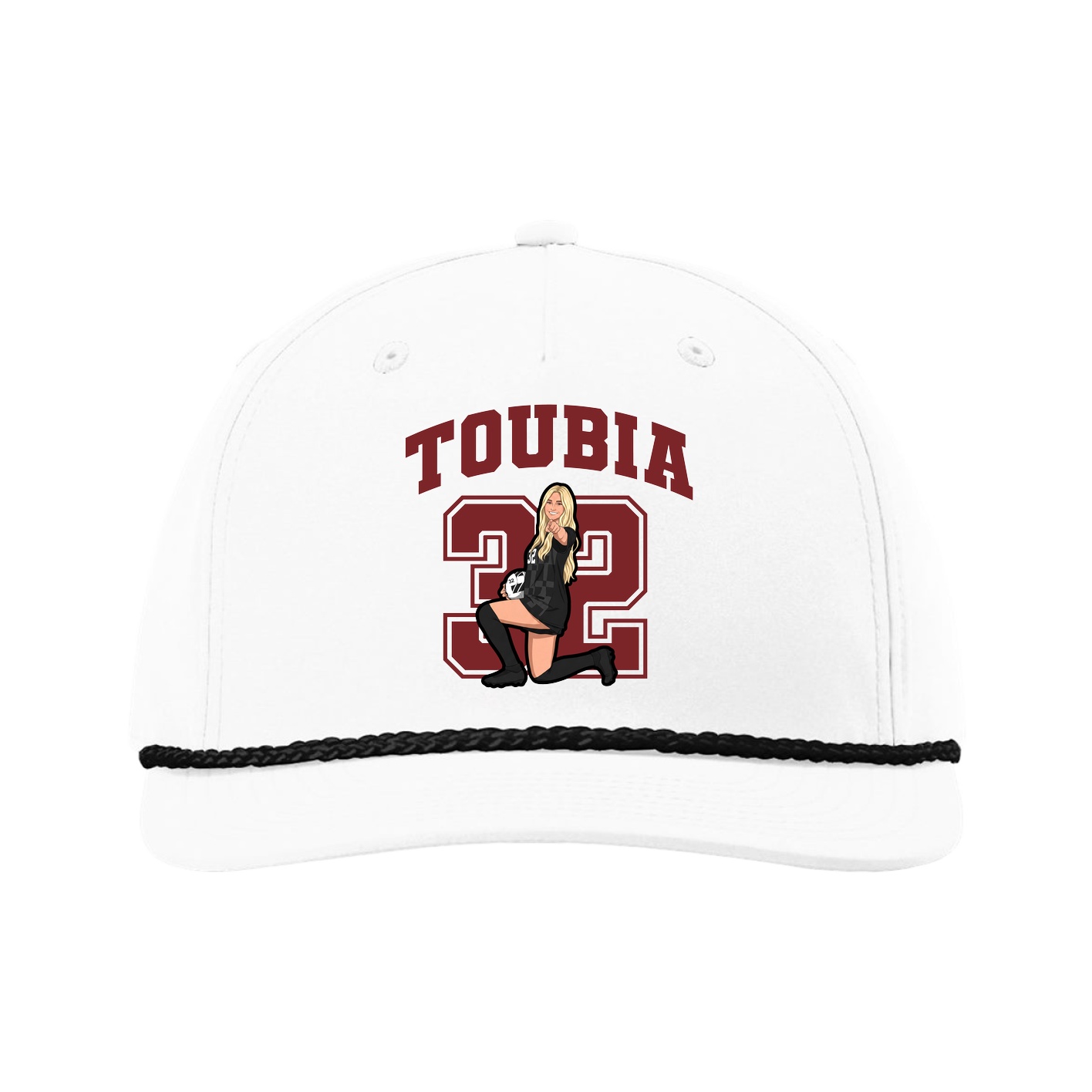 Five-Panel Classic Rope Cap — Number in White