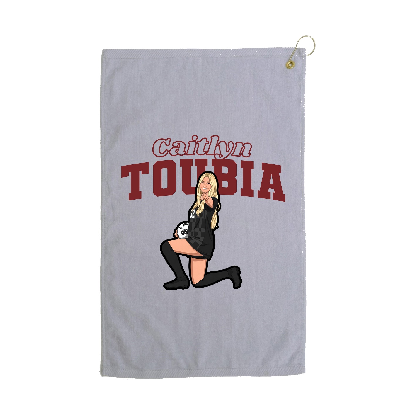 Golf Towel — Name Arch in Grey