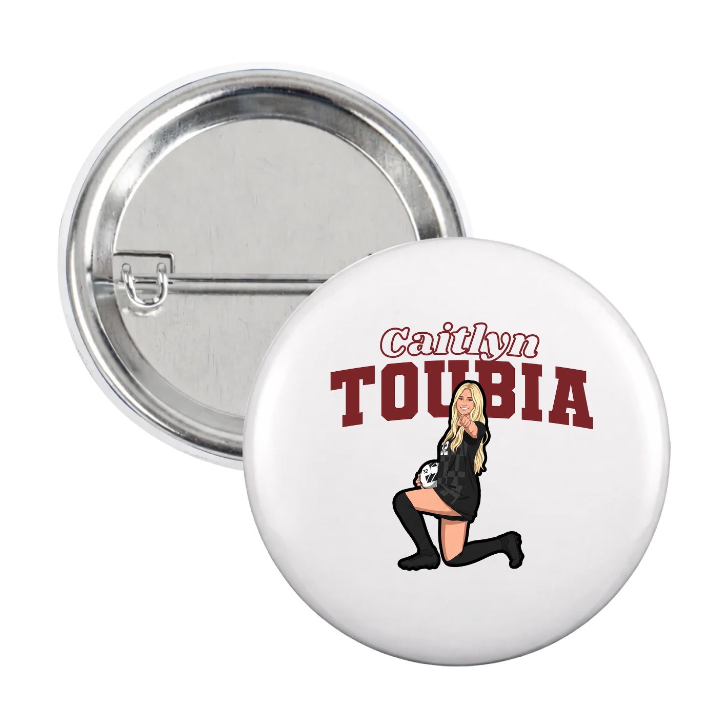 Game Day Button — Name Arch in White