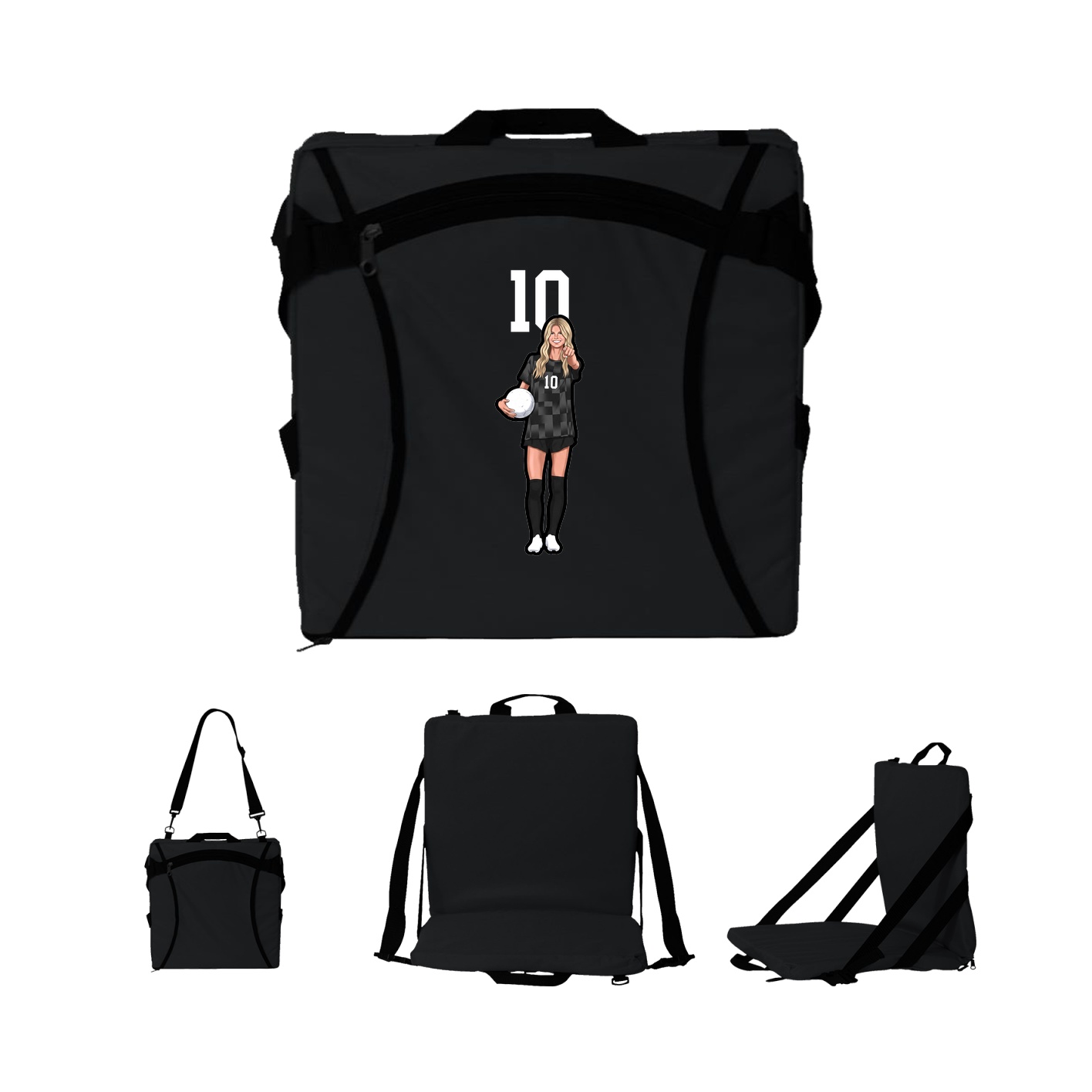 Folding Stadium Seat — Number Top in Black