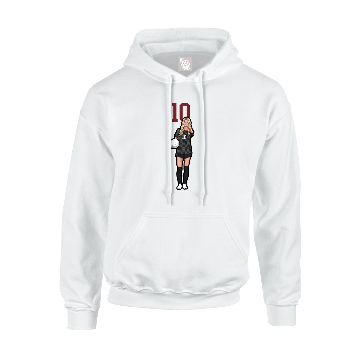 Youth Hoodie — Number Top in White