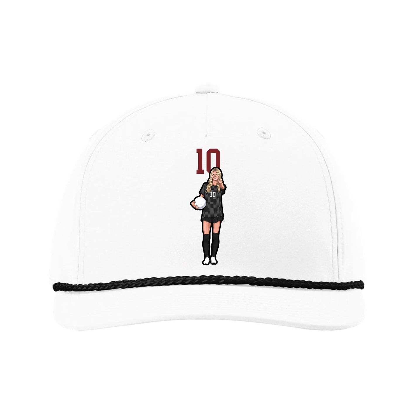 Five-Panel Classic Rope Cap — Number Top in White