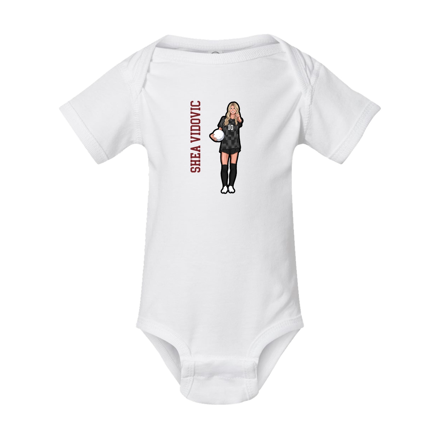Baby Onesie — Name Vertical in White