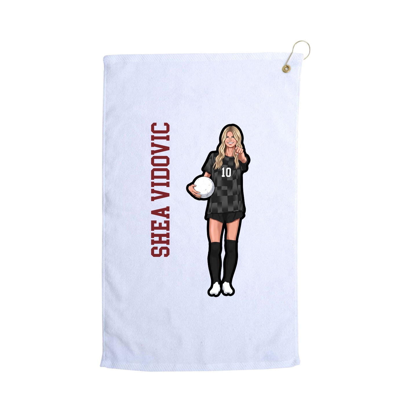 Golf Towel — Name Vertical in White