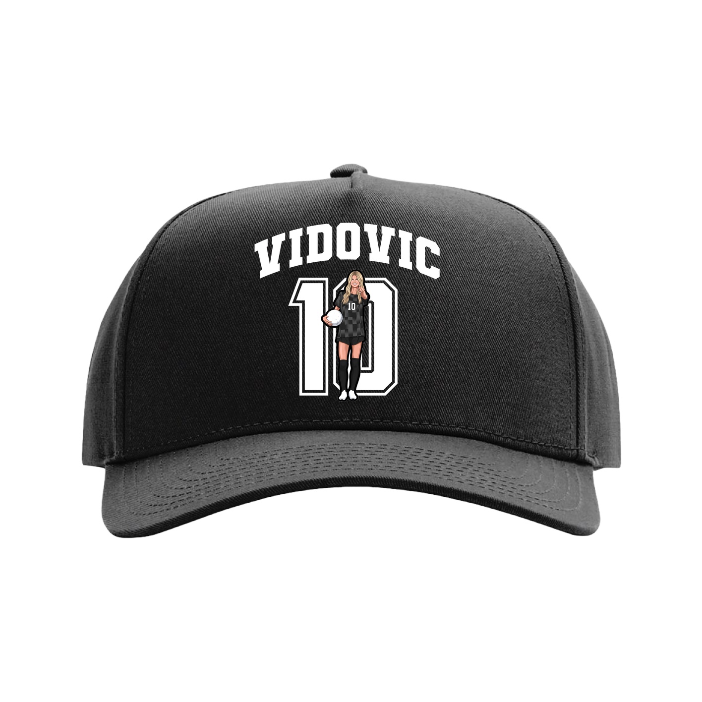 Full Fabric Five-Panel Champ Cap — Number in Black