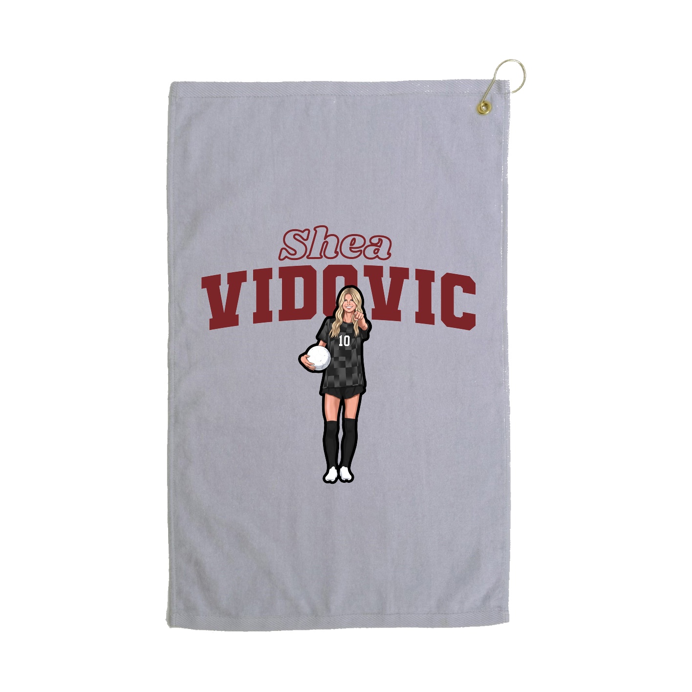 Golf Towel — Name Arch in Grey